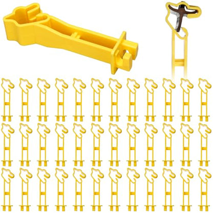 Outus 25pcs Reversed Extender Electric Fence TPost Insulators Snap, Yellow - color: Yellow