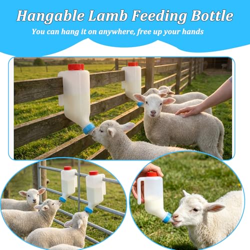 2pcs 800ml Lamb Feeding Bottle Thickened Goat Feeder Bottles Hang Upside Down Livestock Milk Bottle with Measurements Fawns Nursing Bottles for Goat Lamb Fawns Nigerian Dwarf Doeling