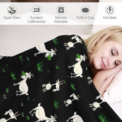 Goat Fleece Throw Blanket for Couch Adults Teens 40" X 50" - color: Goat, size: 40x50 inch
