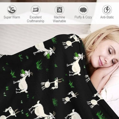 Goat Fleece Throw Blanket for Couch Adults Teens 40" X 50" - color: Goat, size: 40x50 inch