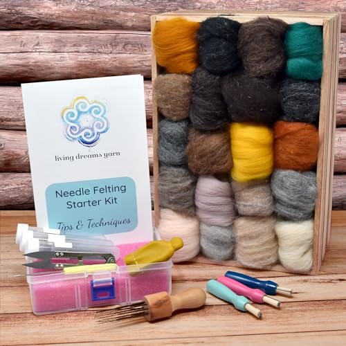 Living Dreams Yarn Needle Felting Premium Starter Kit, Animal Colors - color: Needle Felting Kit - Critter Colors