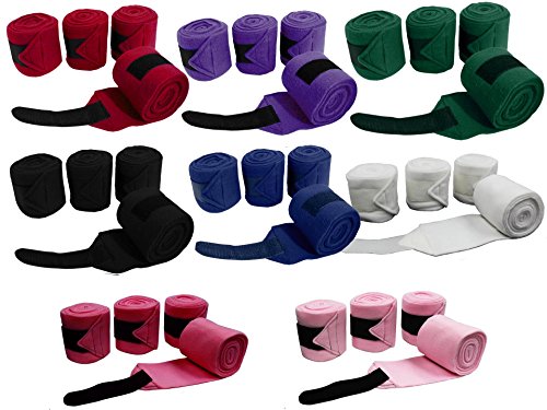 Derby Originals Set of 4 Super Soft Fleece Horse Polo Wraps with Velcro - color: Black