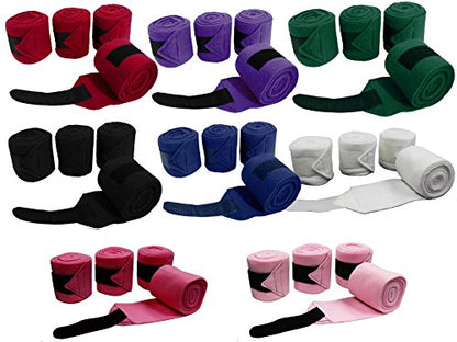 Derby Originals Set of 4 Super Soft Fleece Horse Polo Wraps with Velcro - color: Black