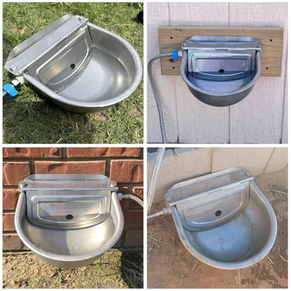 YAYODS Automatic Dog Water Bowl Dispenser Outdoor with Float Valve, Stainless Steel Auto Self Filling Animal Waterer Feeder for Outdoor Livestock, Chicken, Cow, Horse