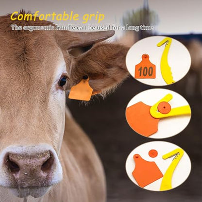 ZORZA 1Pcs Unloading Label Plastic Tag Removernt Easy Use Goat Sheep Pig Ear Tag Removal Livestock Ear Remover Farming Essential Tools (Yellow) | Sharp Steel Blade,Ergonomic Handle,Makes Farmer Farming Tasks Easier,for Animals Livestock Including Sheep Ca