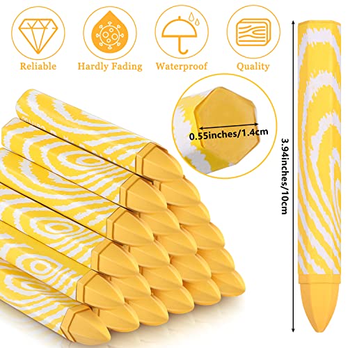 Tudomro 24 Pcs Lumber Crayons Bulk Wax Tire Marker Drawing Crayons for Marking on Lumber Metal Wood Carton Ceramics Glass Plastic, 3.94 x 0.55 Inch (Yellow) - color: Yellow