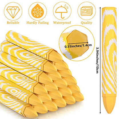 Tudomro 24 Pcs Lumber Crayons Bulk Wax Tire Marker Drawing Crayons for Marking on Lumber Metal Wood Carton Ceramics Glass Plastic, 3.94 x 0.55 Inch (Yellow) - color: Yellow