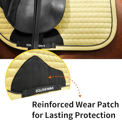 EQUINEWAVE Aria Soft Suede Jump Saddle Pad – Breathable Moisture-Wicking Lining, Shock-Absorbing Cushion, Contoured Spine, English All Purpose Saddle Pad - color: Cream Yellow