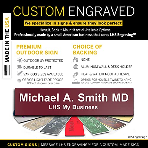 Custom Engraved Office Door Name Plate & Desk Signs, Burgundy, 2x4 - color: B26 - Burgundy & White Lettering, size: 2in x 4in (5.1cm x 10.1cm)