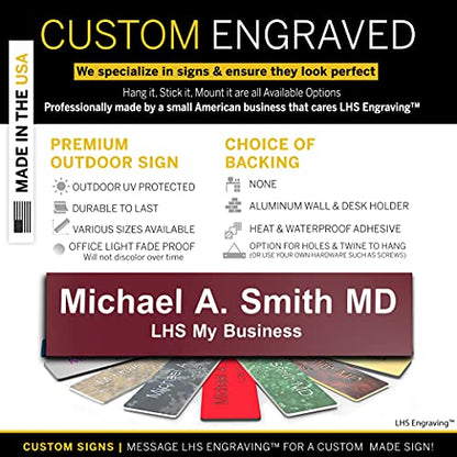 Custom Engraved Office Door Name Plate & Desk Signs, Burgundy, 2x12 - color: B26 - Burgundy & White Lettering, size: 2in x 12in (5.1cm x 30.5cm)