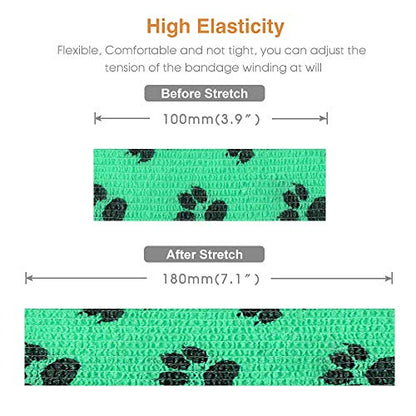 AUPCON Vet Wrap Cohesive Bandages Bulk Self Adhesive Bandage Wrap Self Adherent Wrap Non-Woven for Dogs Pet Animals & Ankle Sprains & Swelling 2 Inch x 5 Yards (2 Inch Claw) - color: 2 Inch Claw
