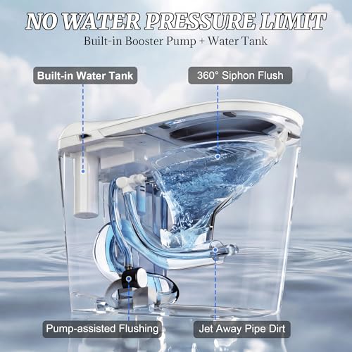 Smart Bidet Toilet with Tank Foam Shield Dual Auto Flush/Lid&Seat | Foot Sensor UV-C light Electric Modern One Piece Toilet for Bathroom with Siphon Dual Flush 0.8/1.2 GPF MAP 1000g - color: Snow White