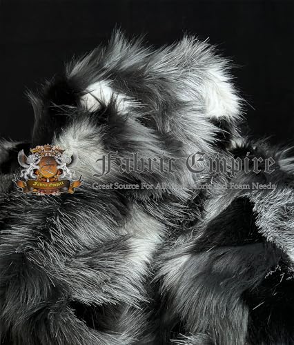 Continuous Yard Faux Fur Fabric Long Pile Tribal Patchwork 58" W/Sold - Multicolor Soft Plush Craft Costume Paws Fake Fur Stuffing Pillows FurSuit Scarf Coat Bag (Gray White Black) - color: Multi-color (Gray White Black)