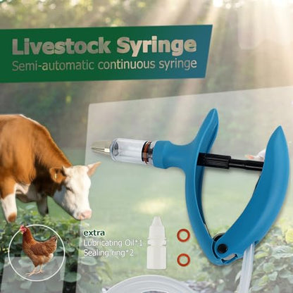 5ML Automatic Self-refilling Livestock Syringe Continuous Adjustable Repeating Cattle Vaccine Syringe with Tube for Animals Cattle Goat Pig Cow Poultry - size: Tubing