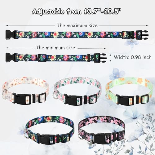5 Pack Floral Goat Collars with Bells,Anti-Lost Pet Collarr - color: Floral+Groovy Pattern