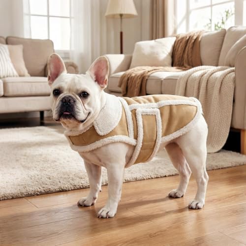 NAMSAN Winter Dog Coat Medium Breed, Sherpa Fleece Medium Dog Jacket for Cold Weather, Warm Dog Vest with Leash Hole, Snowproof Doggy Clothes, Adjustable, Easy to Wear, M - size: Medium (Chest:21.5 in-26 in)