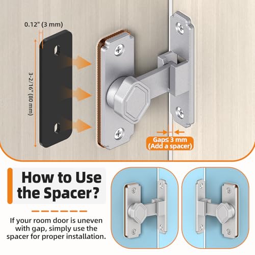 Sliding Barn Door Lock, 90 Degree Flip Security Gate Latch - color: Silver-1 Pc