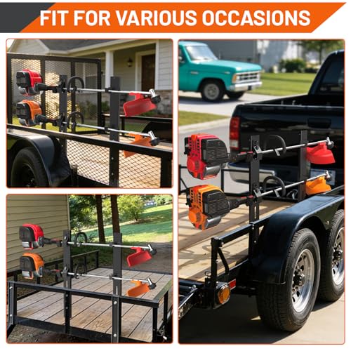Weed Eater Rack for Trailer, 2 Place Heavy Duty Rust-Proof Weedeater Racks, Trimmer Rack for Open Trailer Truck with Combination Locks - color: 2 Place
