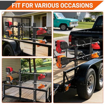 Weed Eater Rack for Trailer, 2 Place Heavy Duty Rust-Proof Weedeater Racks, Trimmer Rack for Open Trailer Truck with Combination Locks - color: 2 Place