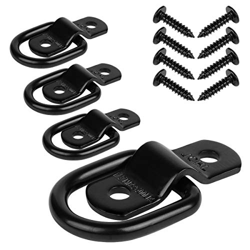 D Rings Tie Down Anchors Hooks for Trailer Truck Bed Bracket Enclosed Points Pickup Camper Surface Mount D-Ring Heavy Duty 1/4" 2400 Pound Capacity (4-Pack) - color: 4-Pack