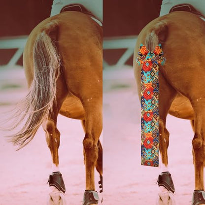 Huhumy 6 Pcs Horse Tail Bag Breathable Guard 22" Slip on Horse Care Tail Wrap 2 Strand Closure Straps Grooming Supplies to Keep from Dirt Breakage Rubbing 6 Designs(Vintage Style) - style: Vintage Style