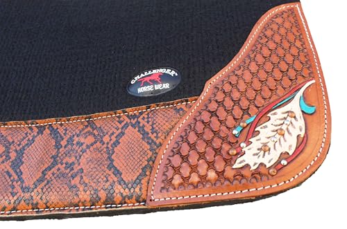 CHALLENGER Horse 32" x 30" Western Contoured Wool Felt Therapeutic Saddle Pad Black 39216 - color: Black Phyton