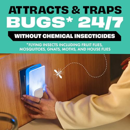 STEM Insect Trap - Indoor Fruit Fly & Gnat Pest Control for House, Home and Kitchen, Attracts & Traps Flying Bugs, Soft Blue Light - Includes 1 Plug-in Device & 3 Cartridges - size: 1 Device + 3 Cartridges