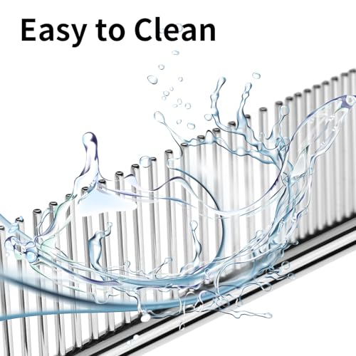 Flezoo 2PCS 6.4"&7.5" Stainless Steel Pet Deshedding Brush & Grooming Comb