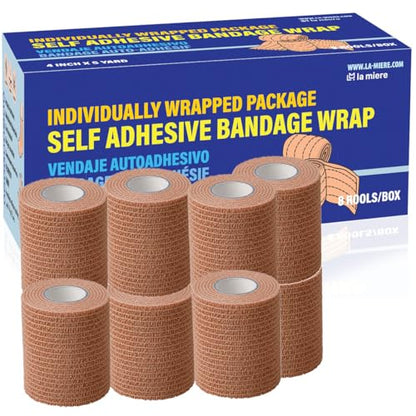 4" x 5 Yards 8 Count Nature Color Self Adherent Cohesive Bandagescohesive Wraps Nature - color: Natural, size: 4inX5yd
