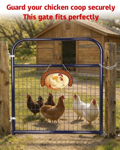Farm Gate 4ft×50in, PVC-Coated Welded Steel Livestock Gate, Blue