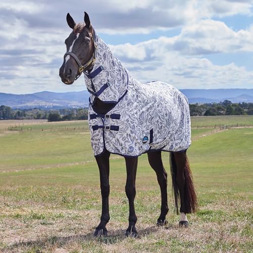 WeatherBeeta ComFiTec Limited Edition Fly Sheet Combo, White/Navy Floral Print, 78" - size: 78"