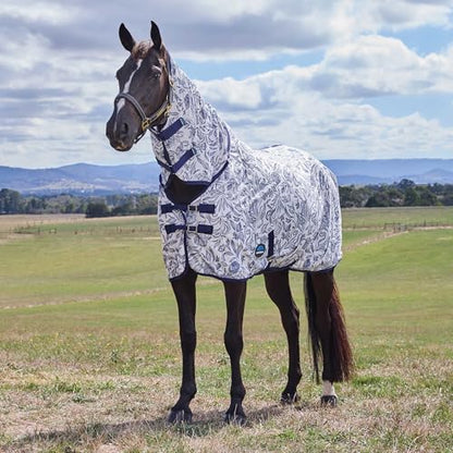 WeatherBeeta ComFiTec Limited Edition Fly Sheet Combo, White/Navy Floral Print, 78" - size: 78"