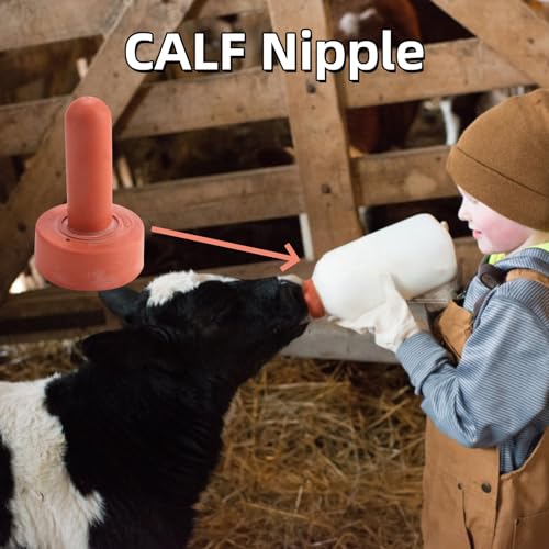 HEEPDD 5Pcs Farm Animal Feeding Bottle Nipple,4.2in Length Rubber Snap On