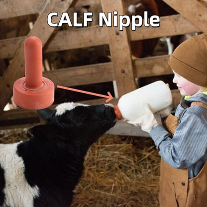 HEEPDD 5Pcs Farm Animal Feeding Bottle Nipple,4.2in Length Rubber Snap On