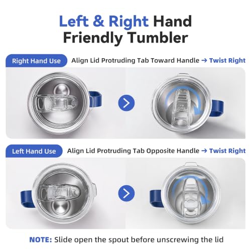 30 oz Stainless Steel Tumblers Bulk with Handle and Lid, 4 Pack - color: Navy
