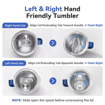 30 oz Stainless Steel Tumblers Bulk with Handle and Lid, 4 Pack - color: Navy
