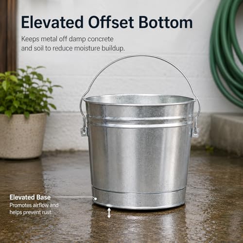 6 Gallon Galvanized Metal Pail for Bird Seed Pet Food Storage Can