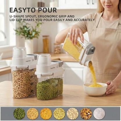 Rice Storage Container Grain Dry Food Flour Bin, Pet Dog Cat Food Dispenser with Measuring Cup, BPA-Free Clear Plastic Kitchen and Pantry Sugar Organizer (5.5, Pounds)