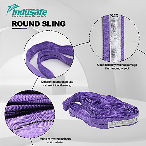 Purple Polyester Endless Round Sling Rigging Lifting Straps, 6 Feet Length, 2,600 lb. Vertical Capacity, 5,200 lbs Basket - color: 01 Purple - Vertical Capacity 2600LBS, size: 6ft
