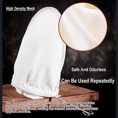 Ultra Fine Mesh Strainer Bags, Reusable 180 Mesh Steel Handle Frame for Filter NutMilk, Coffee, Milk, Butter, Juices and Fresh Cheese 【Ultra Dense-Diameter 7.48 Height 12.59】