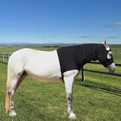 Leberna Stretch Horse Hood with Zip Full Face Neck Cover (Black, S) - color: Black, size: S
