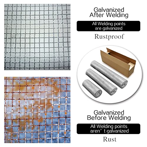 Hardware Cloth 16'' x 20' 1/4 in Galvanized Wire Mesh Roll (23 GA) Chicken Wire Fence Roll for Chicken Pen/coop Fences, Screen mesh, Rabbit/Snake Fences, Poultry enclosures, Handicraft Making, etc. - size: 16In x 20Ft