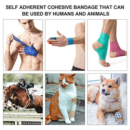 Pet First Aid Tape Waterproof Self Adherent Cohesive Bandage for Dogs Cats Horses Breathable Non-Woven Elastic Self Adhesive Sports Tapes (Leopard print) - color: Leopard print