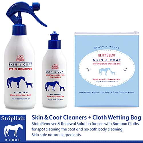 Horse Grooming Kit 8-piece The Gentle Groomer 6-in-1 Shed Groom Massage Tool & Pouch, 2 Packs Bamboo Cloth Wipes, 2 Coat Cleaners, Tote Bag