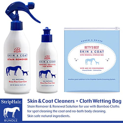 Horse Grooming Kit 8-piece The Gentle Groomer 6-in-1 Shed Groom Massage Tool & Pouch, 2 Packs Bamboo Cloth Wipes, 2 Coat Cleaners, Tote Bag