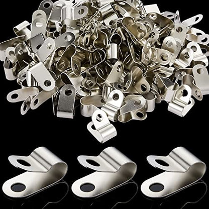 Funrous 150 Pieces Fence Clamp Aluminum Wire Clips Metal Fence Clamps(2, 4, 6 Gauge) Cattle Panel Clips for Tube Pipe Cord Installation