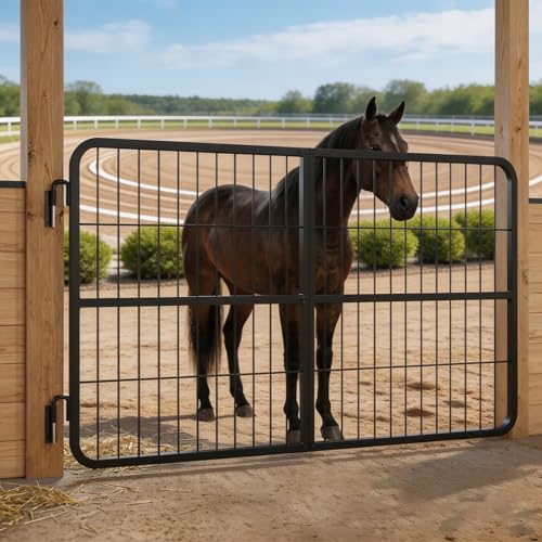 Welded Horse Stall Door, 48 x 24in Stall Guards for Horses with Two-Way Opening, Heavy Duty 0.8in Stall Gate, Stronger Horse Stall Guard Ideal for Standard Barn Doorways and Equestrian Properties