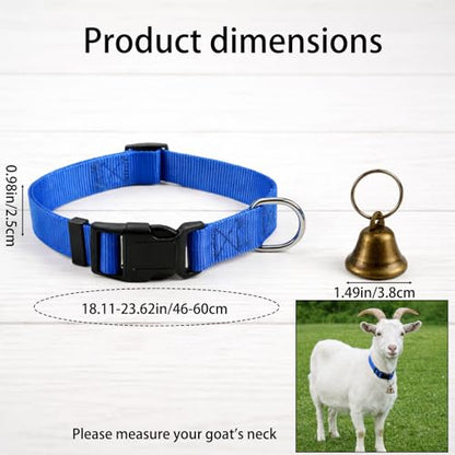 3 Set of Goat Harness in Red Green Blue Colors,Goat Collars with Bells,Adjustable Farm Collar for Grazing Management and Animal Tracking, Durable Livestock Accessories for Small Farms(18"-23")