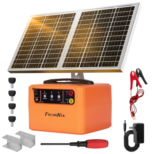 30 Miles Solar Electric Fence Charger, 0.3-1.5J for Livestock Farm - color: Orange