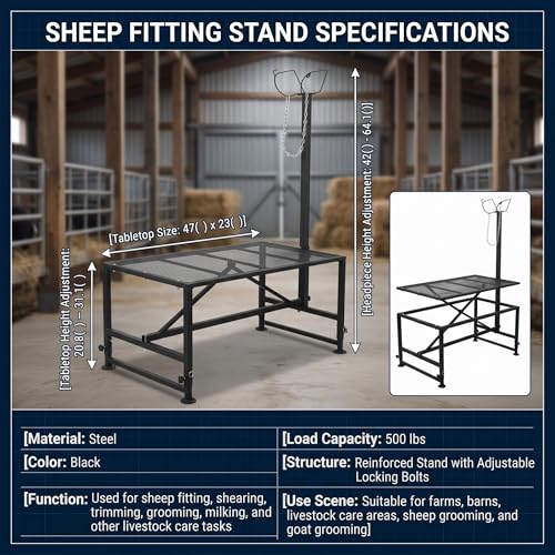 Goat Sheep Stand Livestock Livestock Goat Milker Cow Halter Farm Stand Supplies Cows Sheepskin Cow Accessories Show Goat Supplies 47x23in Tabletop 500 lbs
